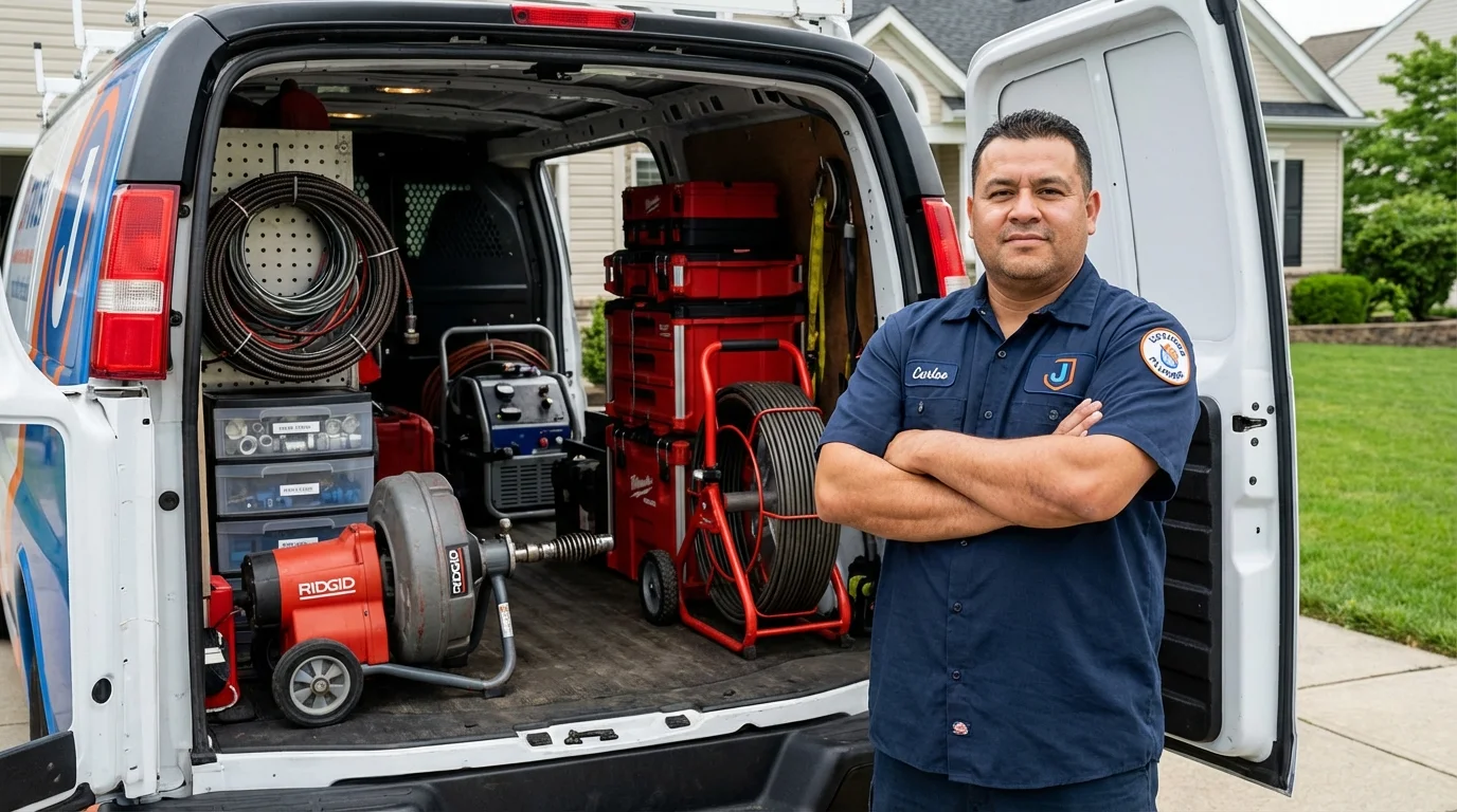 Professional drain cleaning equipment and Johns Plumbing LLC plumber in Temple City