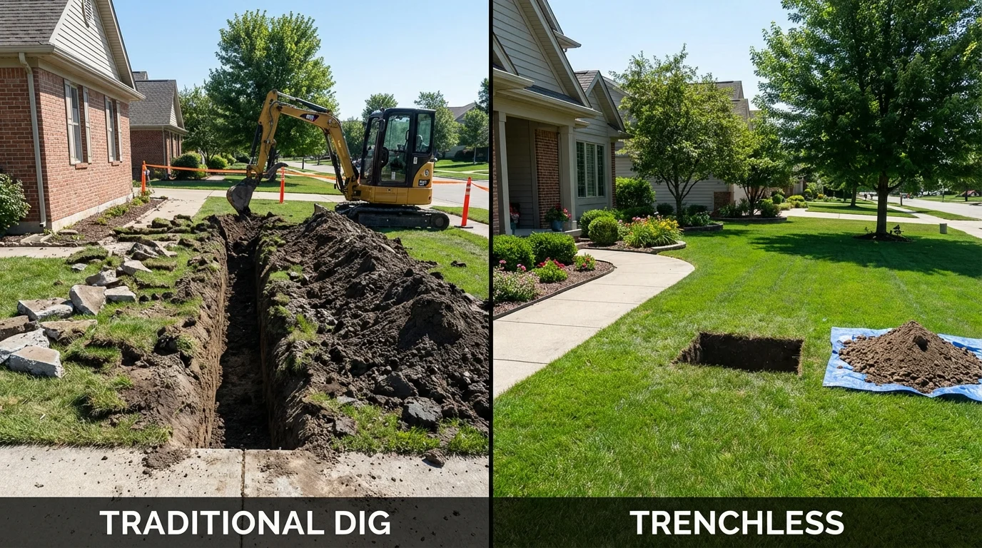 Trenchless sewer repair with minimal yard damage versus traditional excavation in Temple City, CA